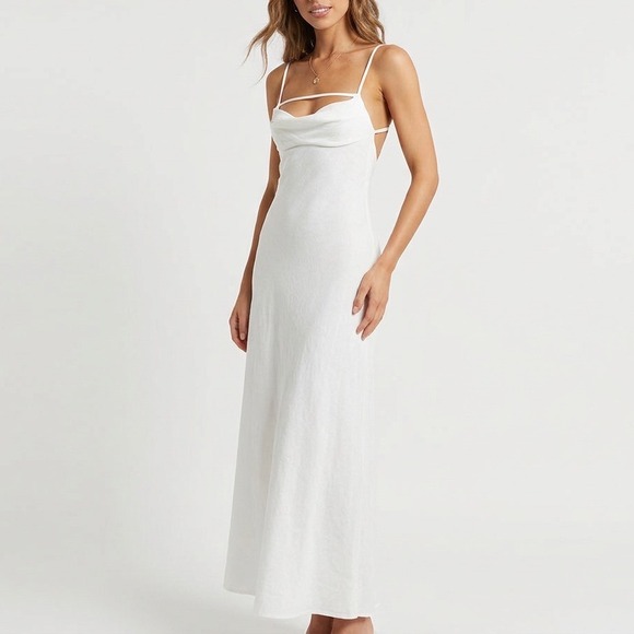 Zara Dresses & Skirts - Zara Maxi Dress Womens Small White Sleeveless Cut-Out Back Spaghetti Straps